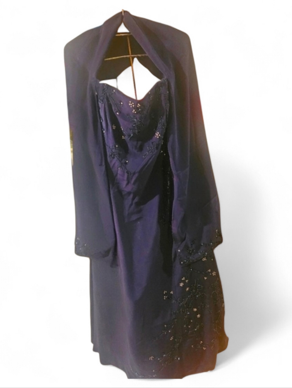 JOVANI NY FORMAL GOWN✨️NAVY BLUE, EMBELLISHED W/ BEADING/STRAPLESS SIZE 16 $750